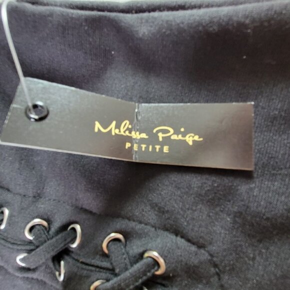Melissa Paige Ponte Pants Size PM Double Lace Up Detail Pull On Black 29X29 - Picture 4 of 12